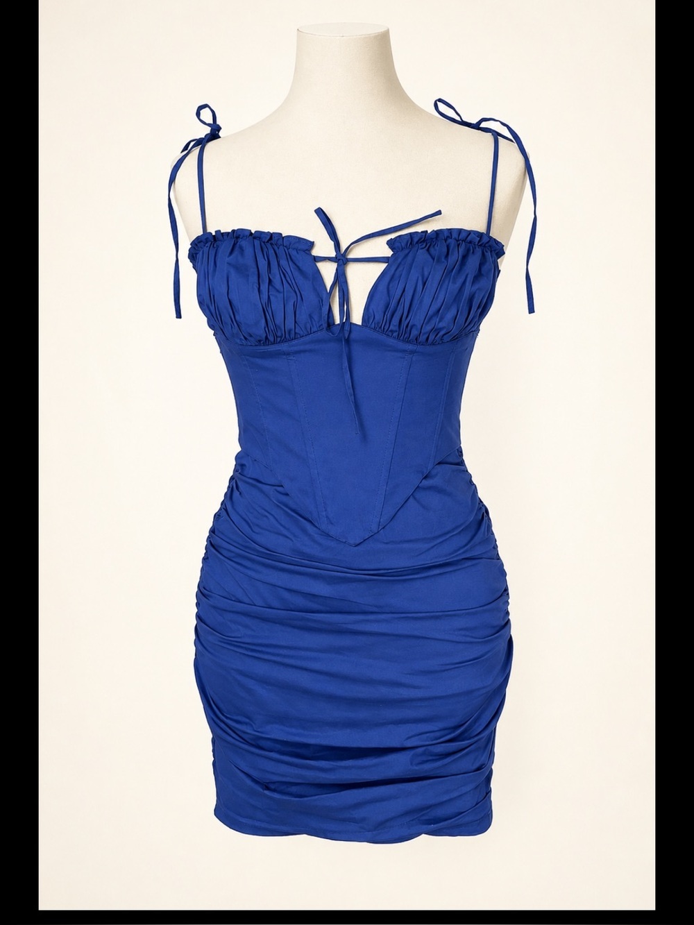 Oh Polly Navy Ruched Corset Bodycon Mini Dress NWT | US 4 UK 8